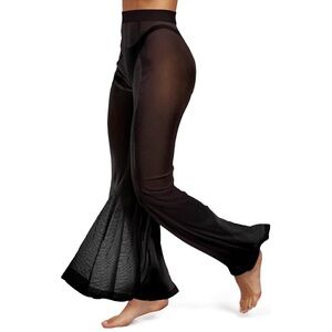 🆕 NWOT Black Sheer Mesh Stretchy Flare Pants